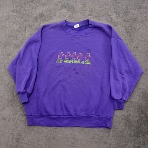 VINTAGE WINNIE THE POOH CREWNECK PURPLE SIZE XL  LOGO EMBROIDERED SWEATSHIRT